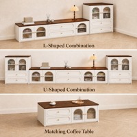 Ensemble de meubles de salon écologiques en crème, comprenant un meuble TV, une table basse et un meuble d'appoint sur pied, pour usage scolaire et hospitalier