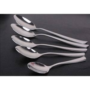 ของหวานเงินยาว/ช้อนเสิร์ฟสลัดสำหรับบ้านหรืองานแต่งงานโต๊ะตกแต่งที่เรียบง่ายทำจากโลหะทนทาน - Product Image 2