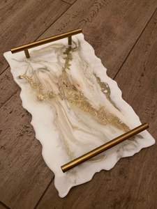 Bandeja de servicio de resina funcional y elegante con asas para facilitar el uso Bandeja de servicio de resina Bandeja de servicio de desayuno para decoración del hogar - Product Image 4