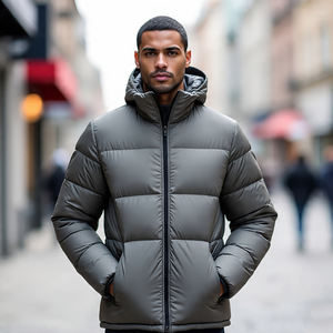 Abrigo acolchado de color sólido para hombre, moda informal de calle, chaquetas de burbujas con cuello levantado para hombre, chaqueta acolchada para hombre - Product Image 5