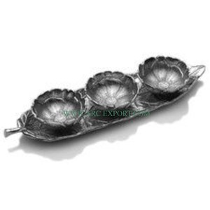 Bols décoratifs au look unique en aluminium plaqué noir et or de la meilleure qualité bols de service de nourriture modernes pour fêtes de mariage et d'événements - Product Image 4