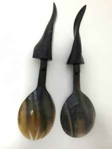 Cucharas de cuerno naturales hechas a mano con mango largo Excelente diseño para condimento de azúcar de café Utensilio de cocina de India al por mayor - Product Image 4