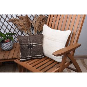 Oreiller patchwork Kilim en laine marron de luxe 12x12 pouces oreiller d'accent à motifs floraux vintage rustique soie tissée pour une utilisation au sol - Product Image 1