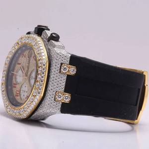 2025 reloj de correa de goma de acero inoxidable hecho a mano de lujo Premium VVS Moissanite Diamond Full IcedOut Hip Hop Style 41mm Dial India - Product Image 3