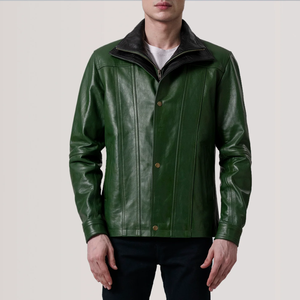 Veste en cuir vintage tendance pour homme, style streetwear, matière de qualité supérieure, teinture unie, coupe confortable, durable, chaude, vêtement d'extérieur pour l'hiver - Product Image 5