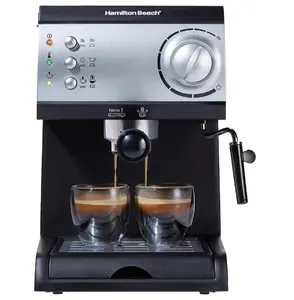 Hot Hamiltones Beach 15 Bar Espressomachine Cappuccino Mokka & Latte Maker Met Melkopschuimer Maak 2 Kopjes Tegelijk