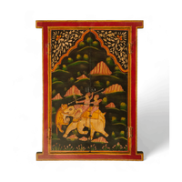 Cadre de fenêtre Jharokha en bois peint à la main, Artisanat d'art, Radha Krishna, Éléphant, Sawari, Roi, Reine, Décoratif, Diwali, Anniversaire, Mariage