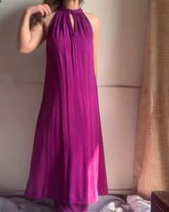 Verano Best Seller mujeres Boho cuello redondo liso Maxi vestido sin mangas púrpura ropa liso algodón crepé Casual Sexy vestido - Product Image 1