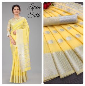 Saree de seda de lino suave con Chit Pallu, nuevo diseño exclusivo, trabajo con bordado, blusa de seda, el mejor precio - Product Image 2