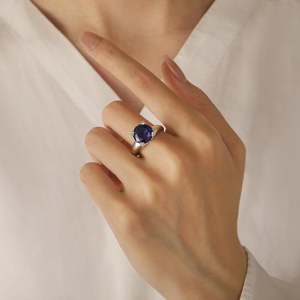 Jeulia Oval Cut Sapphire Solitaire Engagement <b>Ring</b> in Yellow Gold - Product Image 5