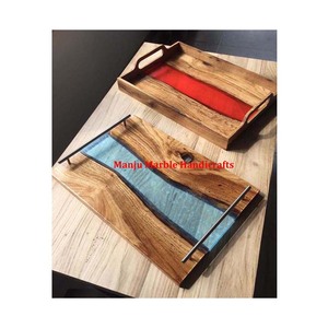 Ensemble de sous-verres en bois de bambou incurvés à la main personnalisés en résine de forme carrée article brillant naturel pour les appareils ménagers de cuisines - Product Image 5