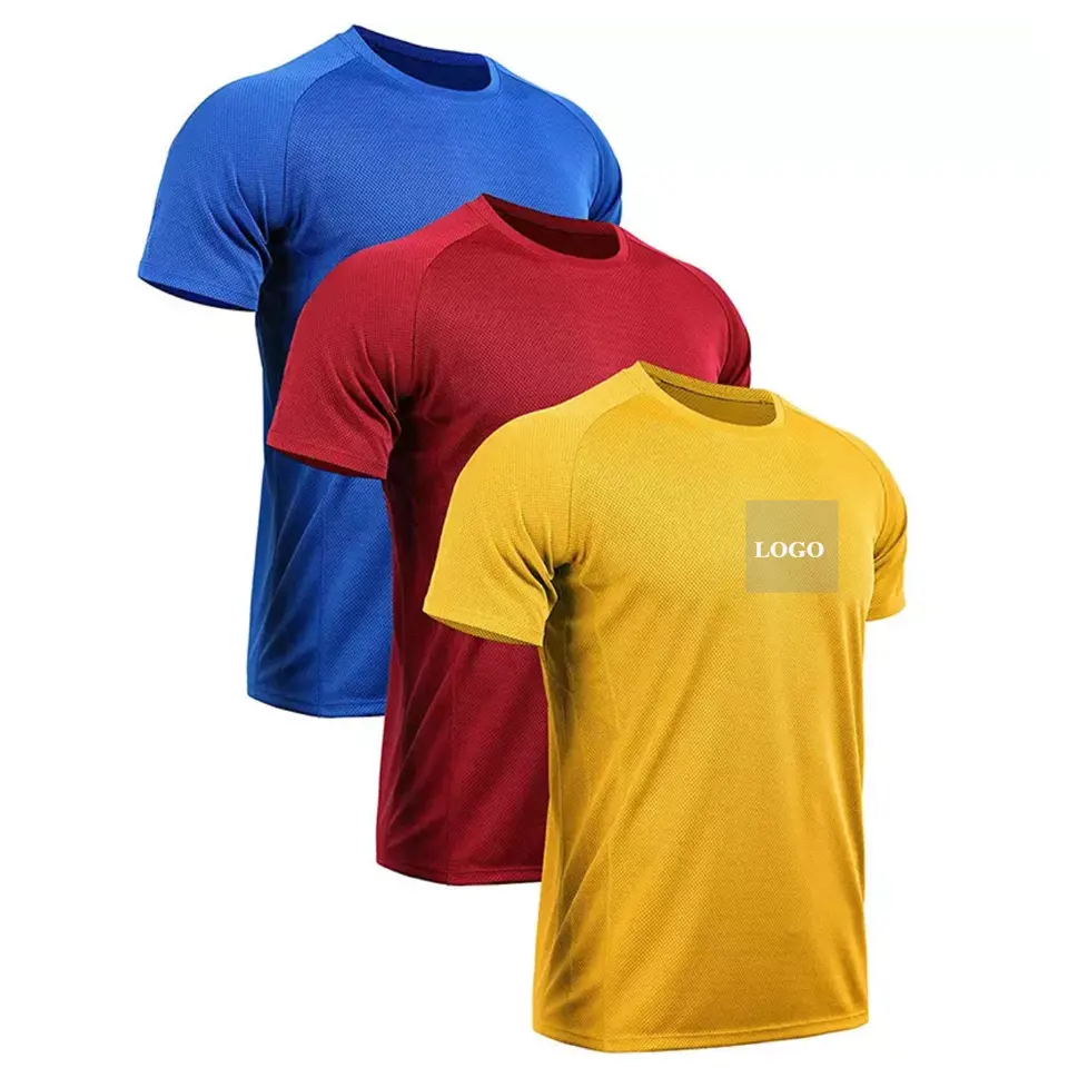 Goedkope Lege 100% Polyester Snel Mesh Effen T-Shirt Custom Logo Afdrukken T-Shirt Sublimatie Heren T-Shirt Voor Sport