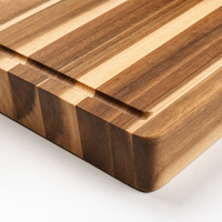 Planche à découper extra large en bois d'acacia épais avec rainure profonde pour les jus et poignée latérale pour la cuisine