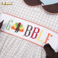 Babeeni Turkey Hand Smocked Baby Girls Autumn Bubble ODM 100% Organic Cotton OEKO-TEX Certified Snap Button Print Puff Sleeve