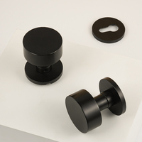Poignée de porte ronde noire mate silencieuse pour intérieur, chambre, salon, salle de bain, quincaillerie de gros