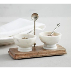 <b>Set</b> of 3 Marble <b>Salt</b> and <b>Pepper</b> Bowls Exclusive Quality Round Shape Handmade Wedding Storage Container for Kitchen Use - Product Image 6