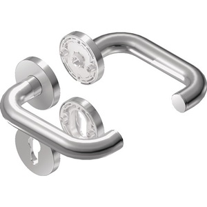 Juego de Rosetas de Acero Inoxidable Rondo H1.0 EST en Forma de U PZ DIN para Manijas de Puertas y Ventanas Izquierda/Derecha D/D BKS - Product Image 1
