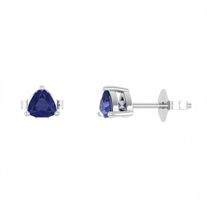 Orecchini a Perno in Argento Sterling 925 con Tanzanite Taglio Trillion (4mm), Placcati in Oro Rosa, Design Classico di Gioielleria Fine per Donna - Product Image 2