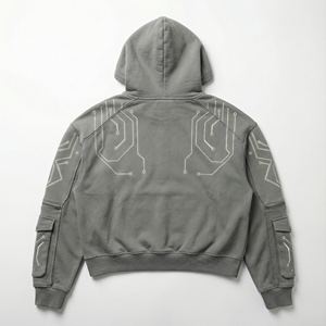 Sudadera con Capucha Gruesa de Invierno para Mujer, 500 g/m², Algodón, Felpa Francesa, con Pedrería, Corte Recto, Bordado Personalizado, Estilo Urbano - Product Image 3