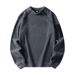 Automne hommes sweat pull chaud couleur unie demi fermeture éclair pull décontracté à manches longues hommes sweats - Product Image 3