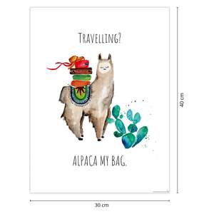 Alpaca ศิลปะการพิมพ์กระเป๋าของฉันการเดินทางกระดาษคอมพาร์ตพิมพ์ลายศิลปะชีวิต - Product Image 4