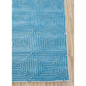 Blue Geometric Pattern <b>Hand</b> <b>Tufted</b> Wool & Viscose <b>Rug</b> for Home Entryway Hallway & Living Room 9x12 Rectangle Size 10mm Thickness - Product Image 4