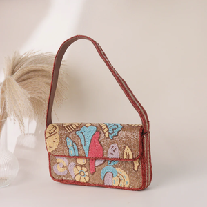 Indian <b>Women</b> Bohemian Style Cotton Boho <b>Messenger</b> <b>Bag</b> Handmade Beaded Clutch Zipper Large Capacity Evening by luxury crafts - Product Image 3