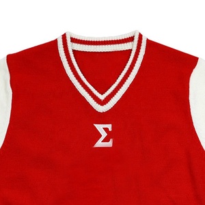 Add Custom Logos Sigma <b>Red</b> & White University Best Quality Winter Long Sleeve Sororities & College Fraternity Sweaters <b>Cardigans</b> - Product Image 2