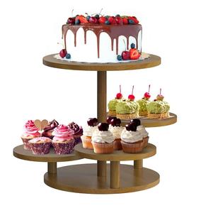 Venta al por mayor de soporte de madera respetuoso con el medio ambiente para servir pasteles, postres de frutas, pasteles, aperitivos, dulces, plato de alta calidad. - Product Image 3