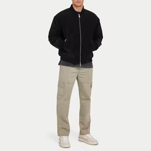 Fabricant OEM Vestes solides en nylon coupe-vent pour le printemps et l'automne Manteau athlétique noir à coupe ample avec fermeture éclair Blouson bombardier universitaire pour hommes - Product Image 3