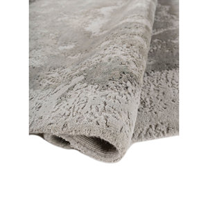 Alfombra Entropy Blue de Lana y Seda de Bambú Anudada a Mano, Diseño Abstracto de Patchwork para el Hogar, para Dormitorio, Pasillo, Sala de Estar, Rectangular (1828) - Product Image 2