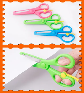 กรรไกรสเตนเลสสตีลพร้อมใบมีดปลายแหลมเพื่อความปลอดภัยเครื่องเขียนชิ้นแรกสำหรับนักเรียนเด็กเล็ก - Product Image 4