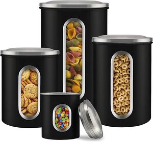 Ensembles de bidons en métal pour le comptoir de la cuisine-Stockage des aliments en acier inoxydable, ensemble de bidons en acier inoxydable en métal - Product Image 5