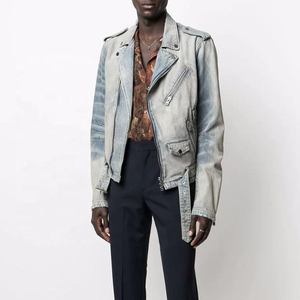 2025 vente en gros respirant logo personnalisé veste en jean personnalisé hommes Multi fermeture éclair motard Moto en détresse hommes vestes en jean oem - Product Image 6