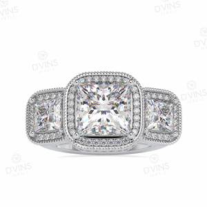 Custom Classic Princess Cut Solitaire 18K Oro VVS Lab Diamante Compromiso Anillo de bodas 100% Satisfacción garantizada - Product Image 1