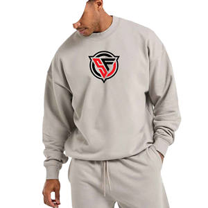 Custom Men's <b>Oversize</b> French Terry Crew Neck Sweatshirt 100% Cotton <b>Hoodies</b> with <b>Long</b> Sleeves for Winter - Product Image 3