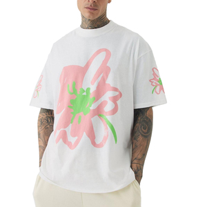 Camiseta personalizada para hombre, camiseta gráfica 100% algodón recortada, camisetas de gran tamaño, camisetas transpirables con hombros caídos - Product Image 1