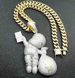 Colgante de moissanita para bolsa de dinero, Diamante de VVS1 moissanita, colgantes helados, joyería personalizada, regalos para él, joyería de plata - Product Image 1