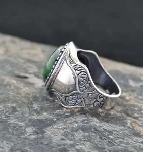 El yapımı yakut zoisit taş yüzük erkekler için 925 ayar gümüş doğal taş bildirimi yüzük - Product Image 4