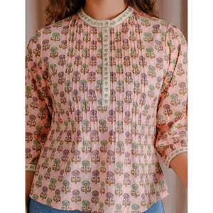 Top Corto de Algodón Estilo Pintux Rosa con Decoración Fruncida - Product Image 2