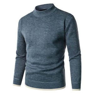 เสื้อสเวตเตอร์ถักคอสูงของผู้ชายเสื้อสเวตเตอร์แบบสวมหัวลำลองใหม่เสื้อสเวตเตอร์ถักคอตตอนระบายอากาศได้ดีออกแบบโลโก้ได้ตามต้องการ - Product Image 2