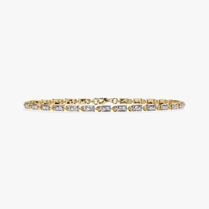 Piedras de Corte rectangular en caja Diseño de enlace Pulsera de tenis de moissanita de oro amarillo de lujo de 10K/14K para mujer - Product Image 2