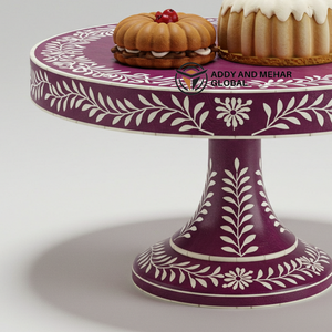 Soporte para Pastel Artesanal con Incrustaciones de Hueso Morado, Pedestal Decorativo Ecológico, No Tóxico, Hecho a Mano, Reutilizable para Decoraciones de Mesa Elegantes - Product Image 4