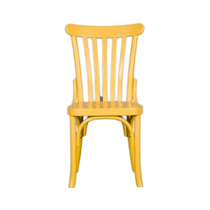 เก้าอี้รับประทานอาหารไม้สีเหลืองทันสมัยสไตล์ย้อนยุคกรอบโค้งตัวหนาเหมาะสำหรับห้องนั่งเล่นโรงแรมและพื้นที่กลางแจ้ง - Product Image 1