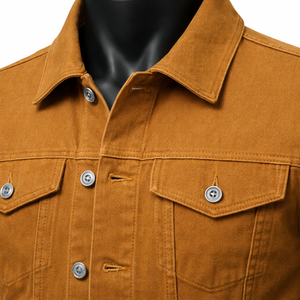 Chaqueta vaquera marrón para hombre, estilo clásico, tipo camionero, con botones, informal, estilo urbano, OEM, personalizada, al por mayor - Product Image 5