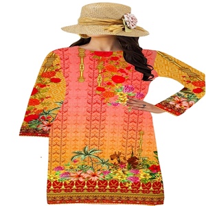 Camisa de césped pakistaní de marca original para niñas, 1 pieza con estampado digital, telas de verano, ropa de India Pakistán - Product Image 1