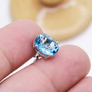 925 argent Sterling broche ensemble fait à la main boucle d'oreille pendentif naturel bleu topaze pierre précieuse pour les mariages fêtes cadeaux bijoux en gros - Product Image 5