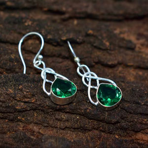 Top qualité 925 argent Sterling plaqué Style bohème boucles d'oreilles à la mode émeraude pierre précieuse lunette naturelle anniversaire approvisionnement - Product Image 1
