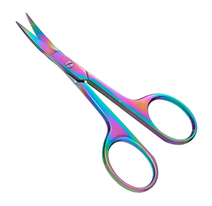 Customizable <b>Beauty</b> <b>Tool</b> Nail Cutting Fancy Cuticle Scissors Fine Curved Stainless Steel Sharp Multi-Color Coated Ceramic Mirror - Product Image 4