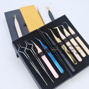 Pince à épiler d'extension de cils personnalisée de marque privée forte tenue mince volume droit 90 degrés grande quantité inoxydable pointu - Product Image 4